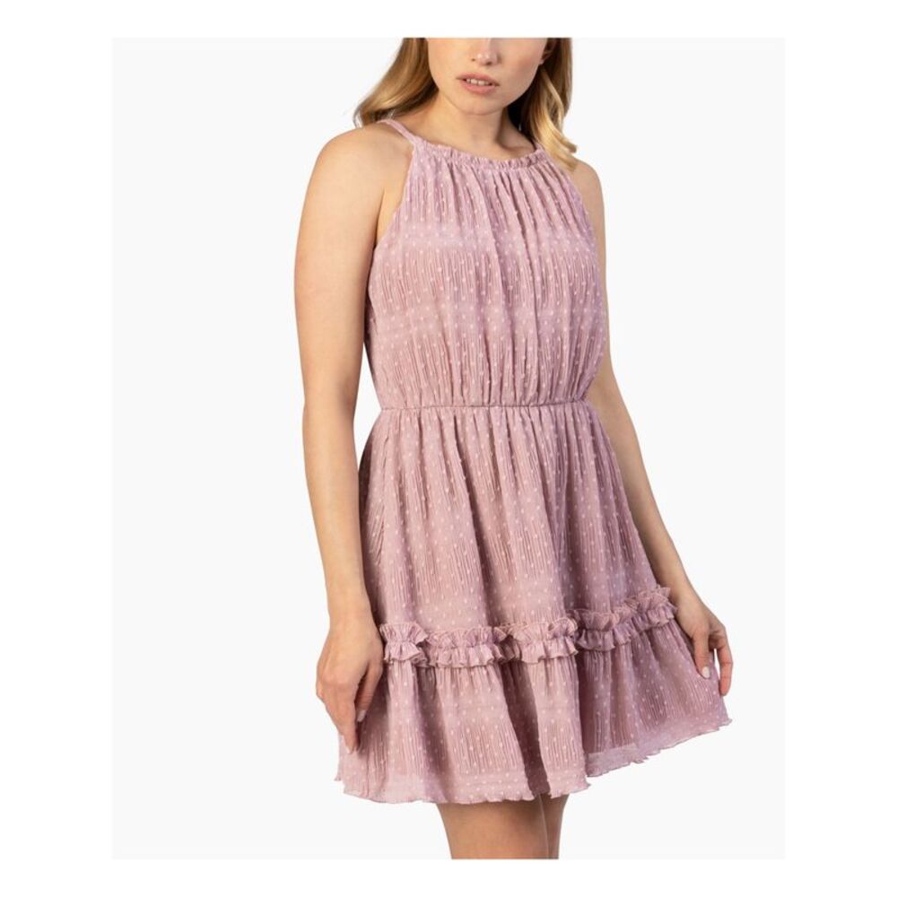 SPEECHLESS Womens Fit + Flare Short Dress Pink Spaghetti Strap Lined Juniors 7